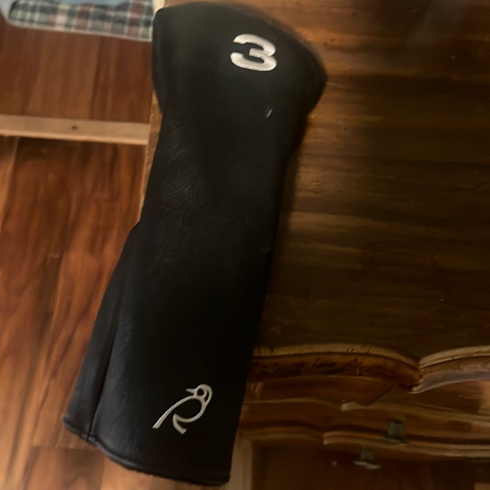 Black leather 3 wood cover